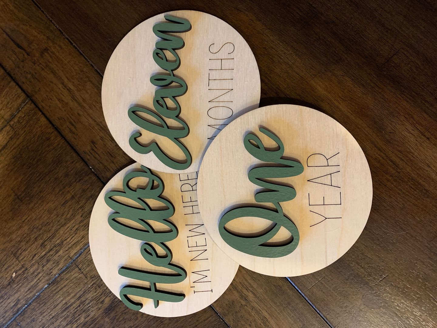 Customer photo review of Wooden Monthly Baby Milestones