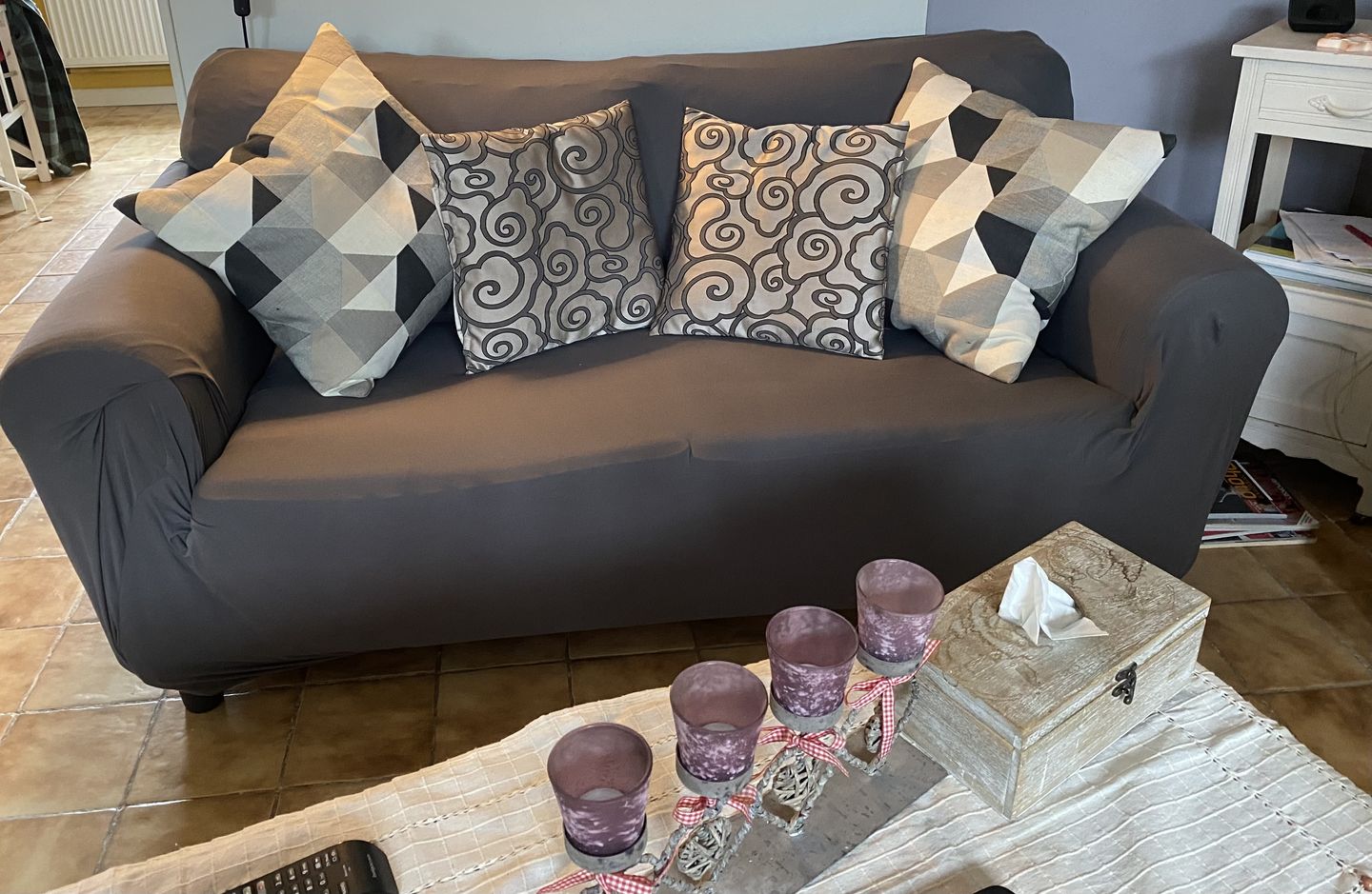 Customer photo review of Gris anthracite - Housses Extensibles de Fauteuil et Canapé