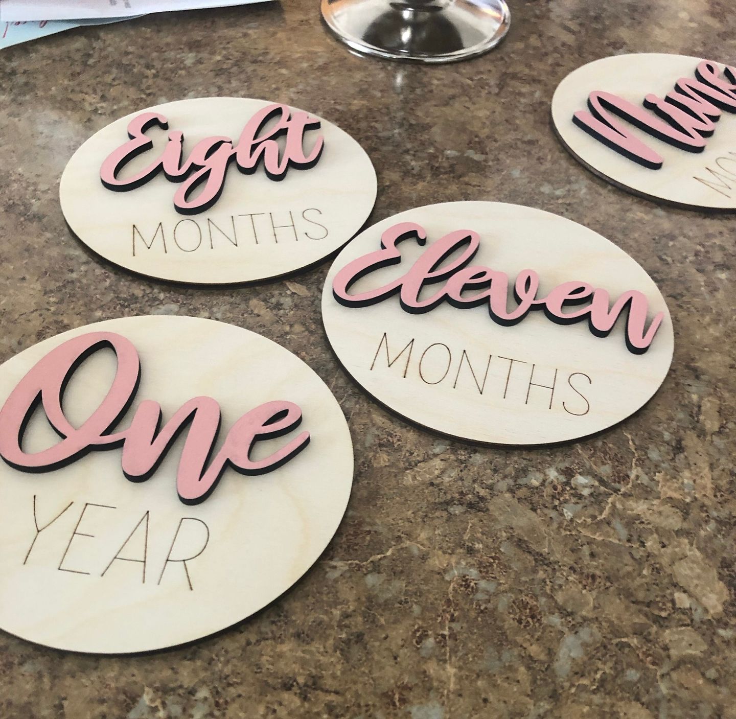 Customer photo review of Wooden Monthly Baby Milestones