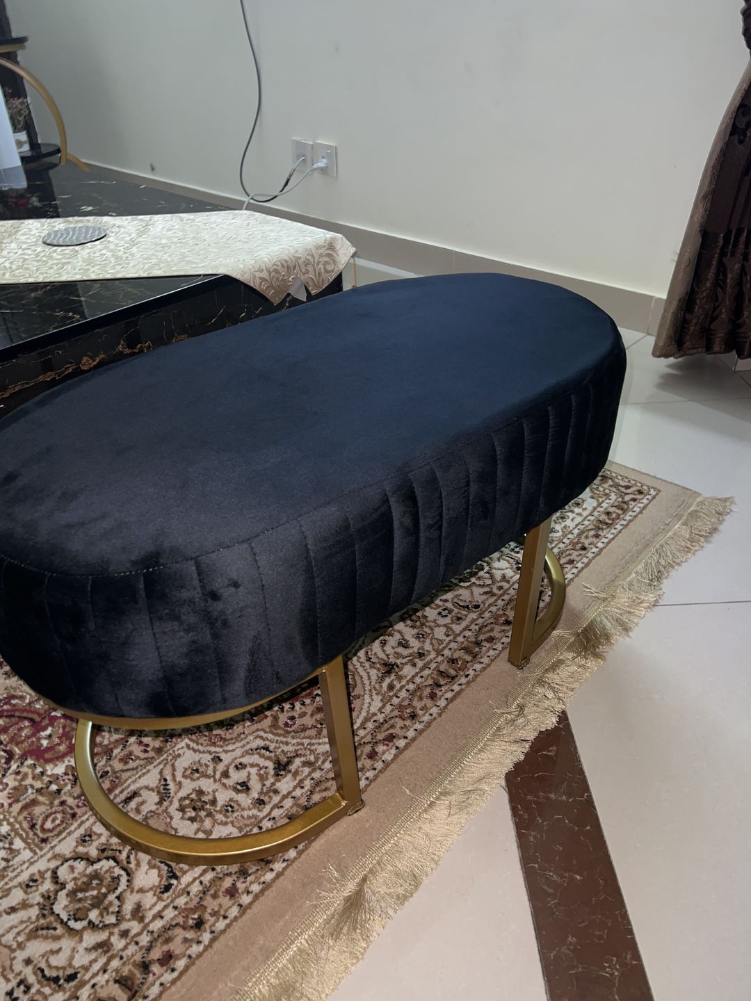 Customer photo review of 2 Seater Luxury Wooden Stool With Steel Stand 705