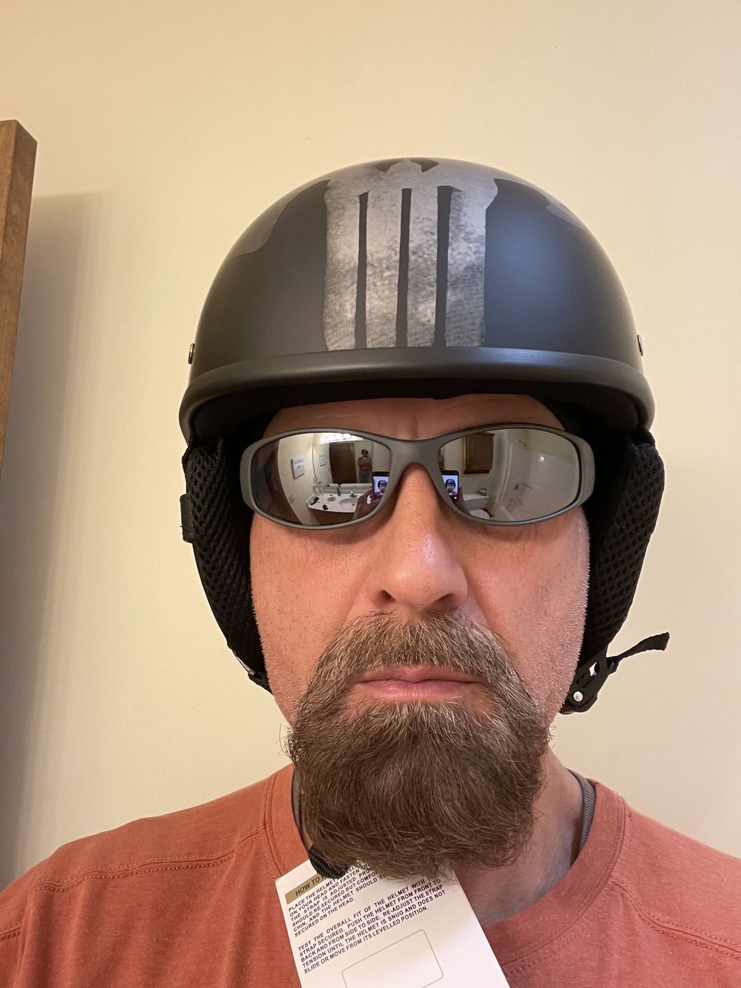 Customer photo review of Smallest & Lightest DOT Open Beanie Helmet - Punisher Style