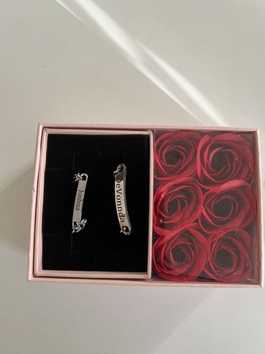 Customer photo review of Engraved Bracelet Set - W/ Eternal Rose Box