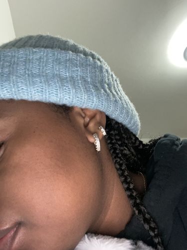 Customer photo review of Éclat Hoops - Gold Vermeil