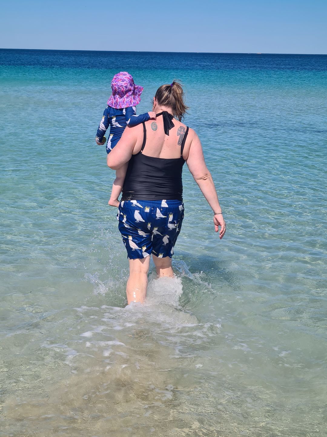 Customer photo review of Navy Cockatoo Men's Boardshorts