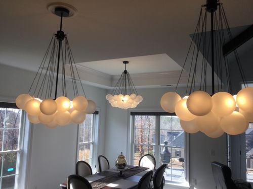 Customer photo review of Modern 3-Light Cluster Glass Globe Frosted Bubble Chandelier