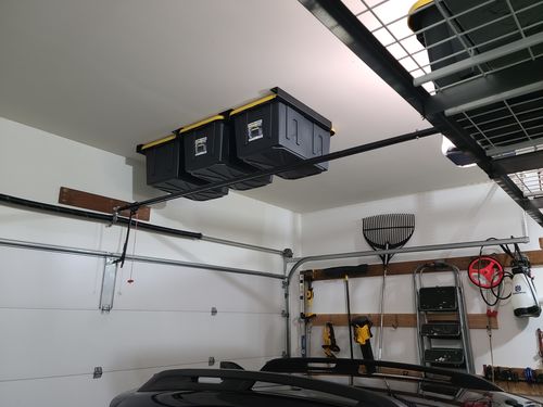 Customer photo review of Overhead Storage Bin Rail System - Made in USA