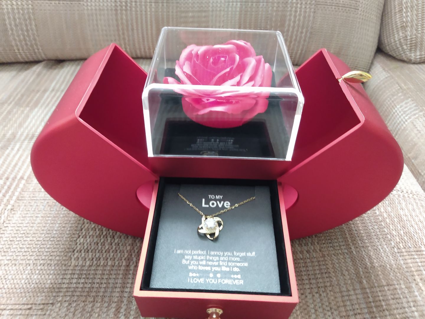 Customer photo review of White Gold Necklace - With Real Rose - To My Love