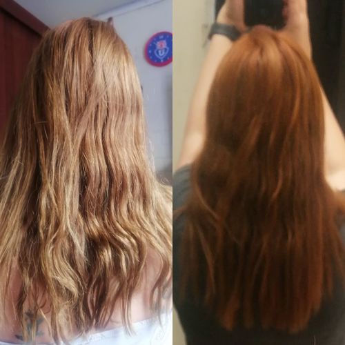 Reseña con foto de un cliente sobre Henna Jamila Hair