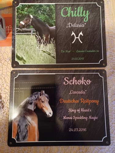 Customer photo review of Pferde Boxenschild Schieferdesign mit Foto & Wunschtext