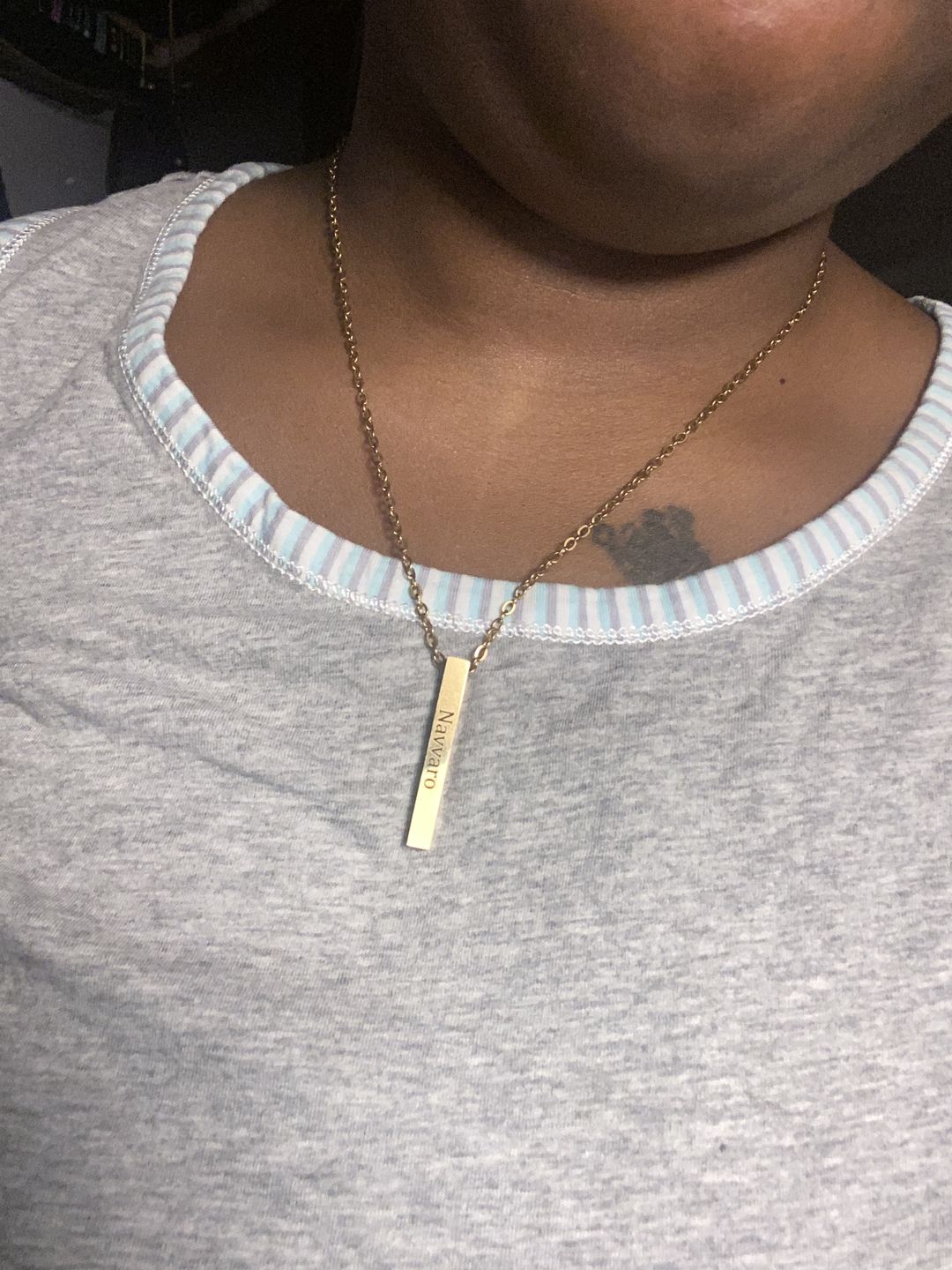 Customer photo review of Pillar Necklace with Engraving