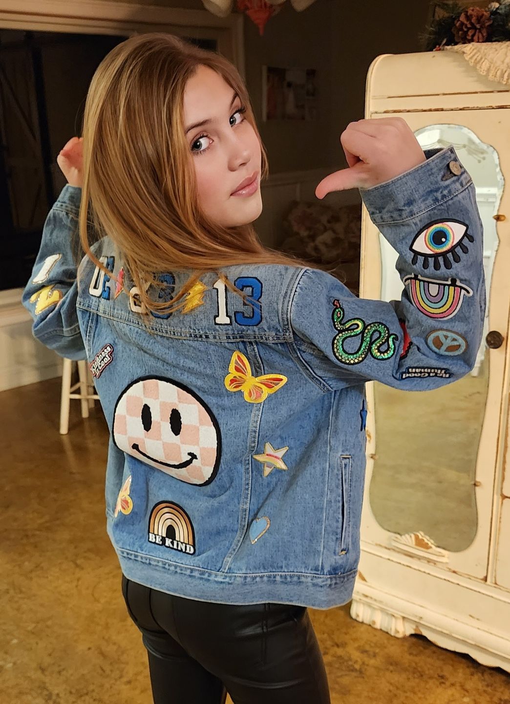 Customer photo review of Kids Classic Oversized Denim Jacket