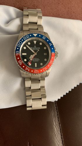 Customer photo review of Oceaneva™ Men's GMT Deep Marine Explorer 1250M Pro Diver Watch Blue and Red
