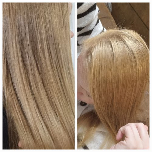 Customer photo review of Notre soin éclaircissant pour des cheveux rayonnants en moins de 5 minutes