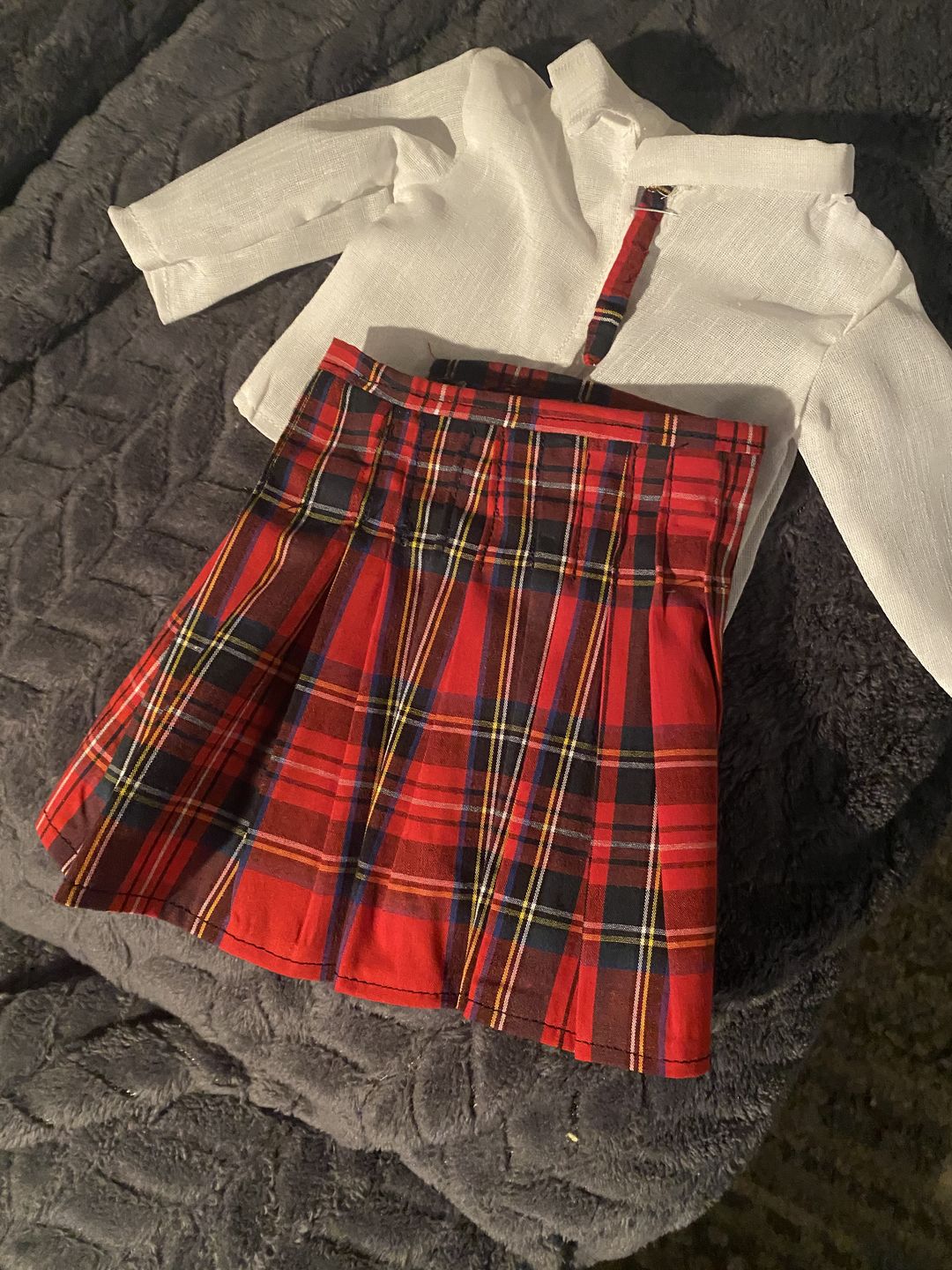 Customer photo review of Red and Black Tartan Cotton Fabric