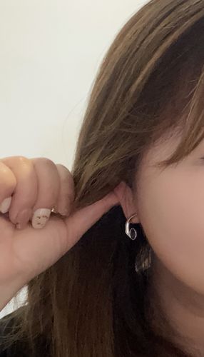Customer photo review of Surf Moon Earrings with Amethyst