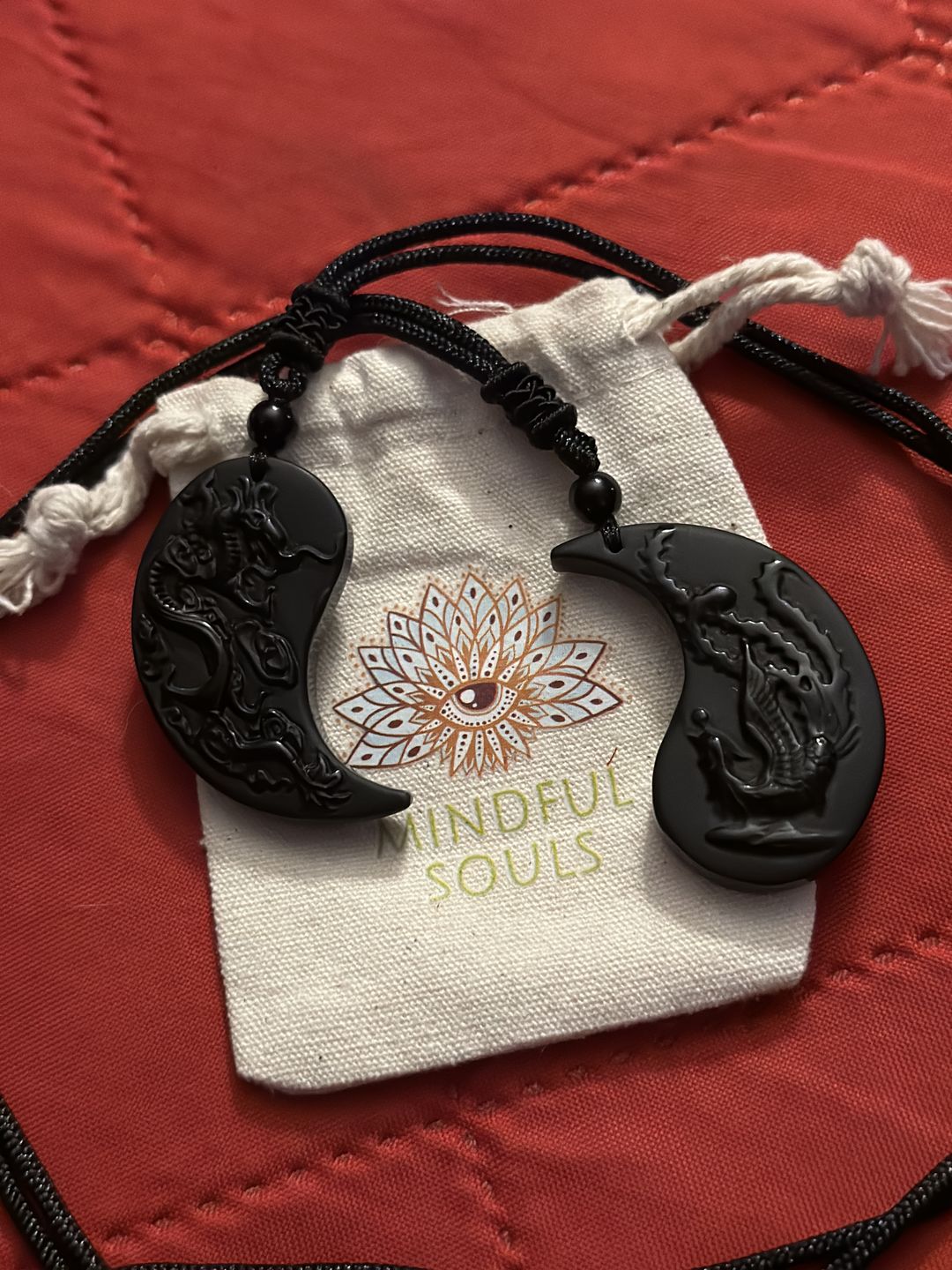 Customer photo review of Obsidian Ying Yang Couple Matching Necklaces