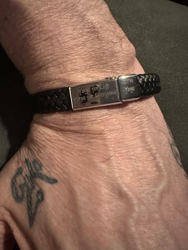 Customer photo review of Men's Personalised Message Bracelet