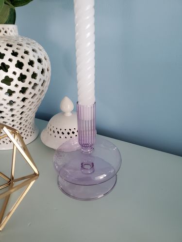 Customer photo review of Purple and Pink Glass Candle Holders