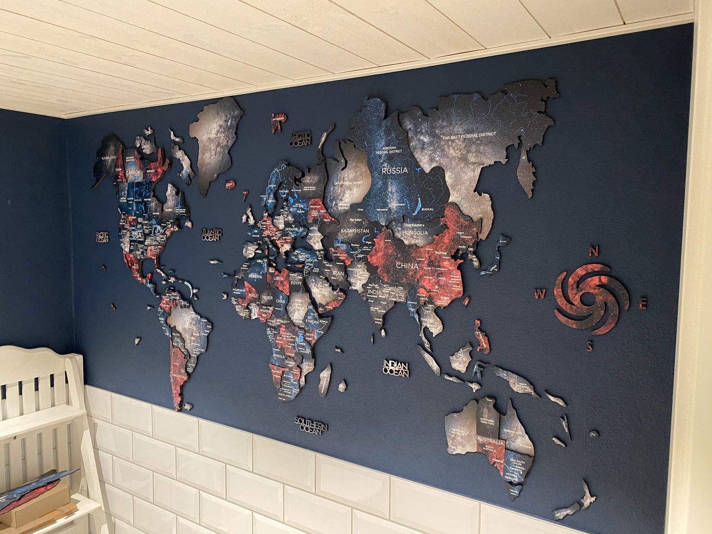 Customer photo review of 3D Wooden World Map Alcor