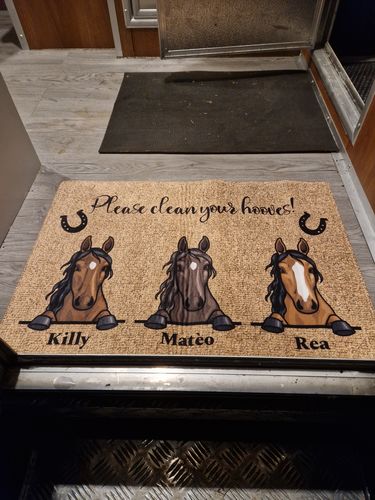 Customer photo review of Peeking horses - Personalised doormat