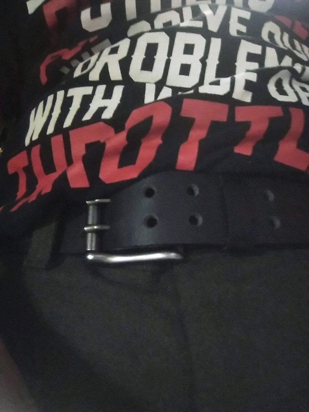 Customer photo review of Black Double Hole Full Grain Leather Belt
