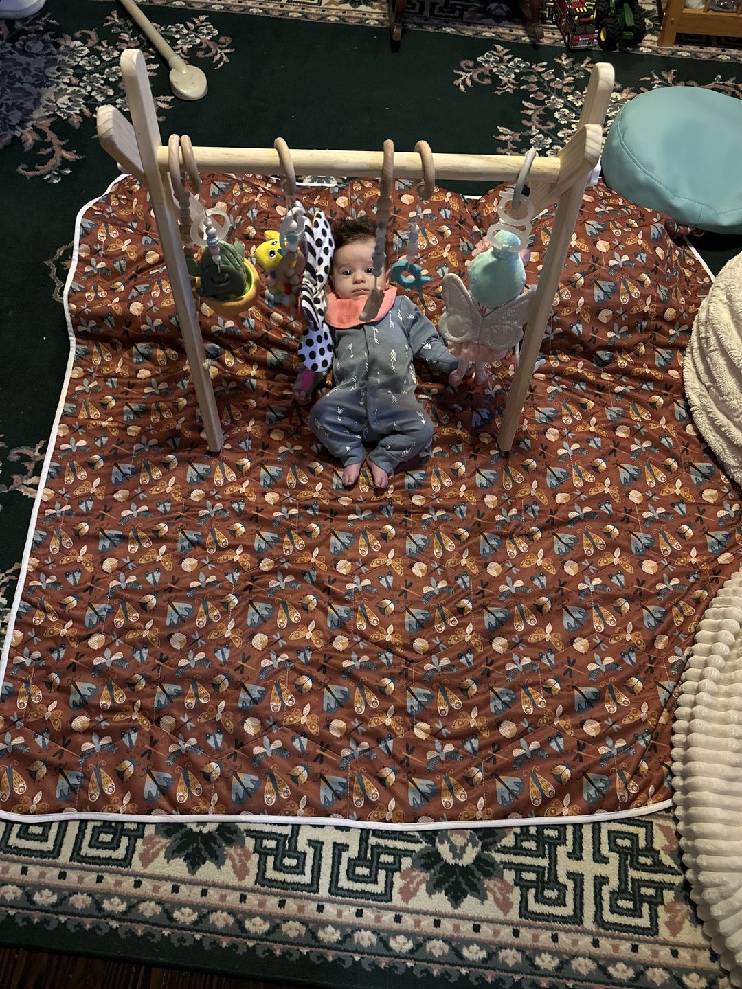 Customer photo review of Patterned Machine Washable Reversible Indoor/Outdoor Quilted Water Resistant Play Mat Blanket