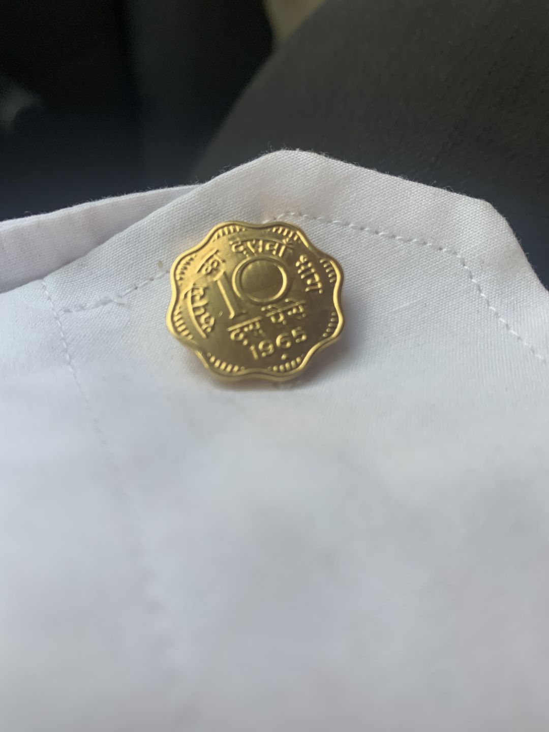 Customer photo review of Cufflinks 10 Paise - Goldplated