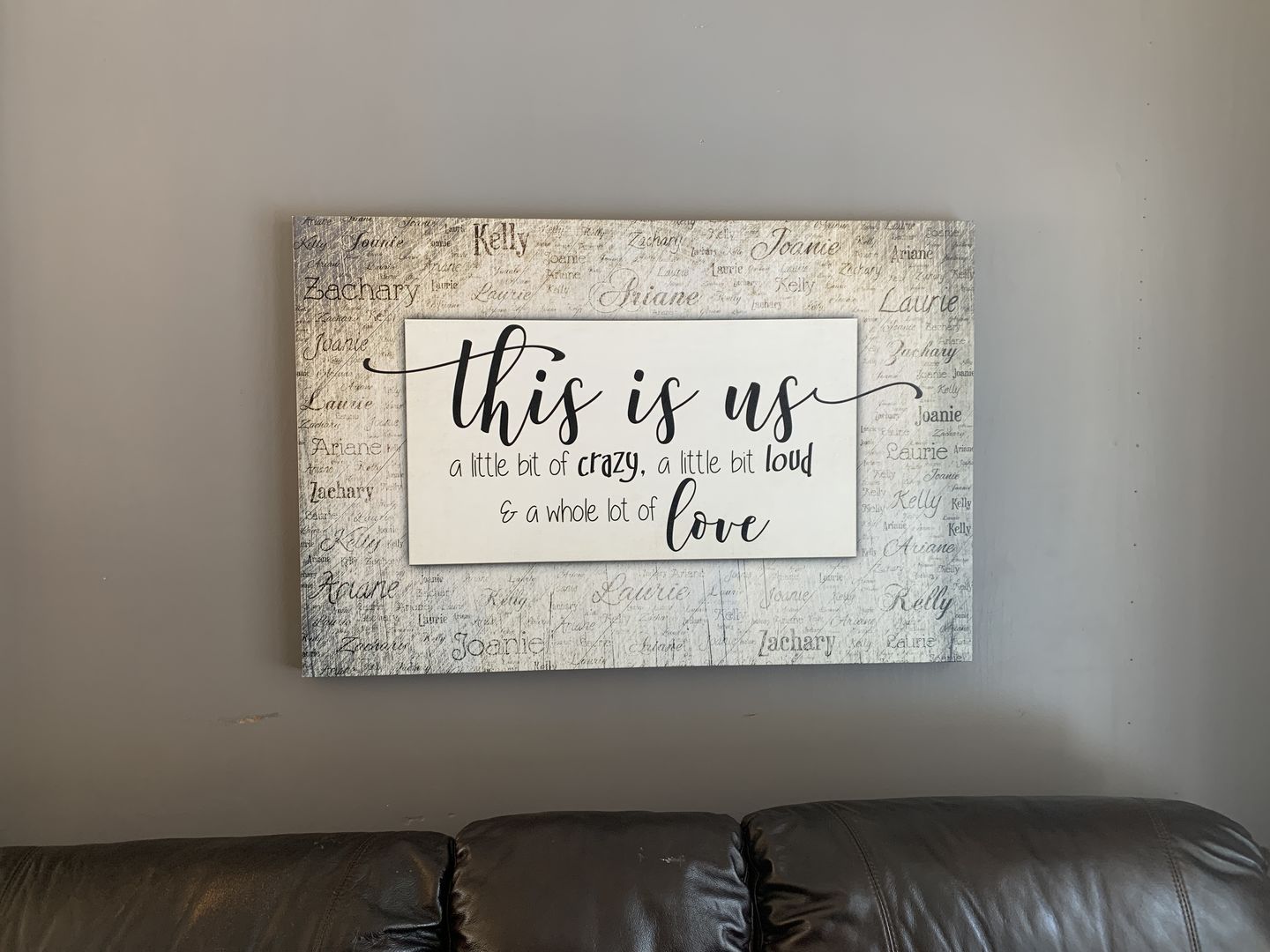 Customer photo review of Personalized "This Is Us" With Names on Background Premium Canvas
