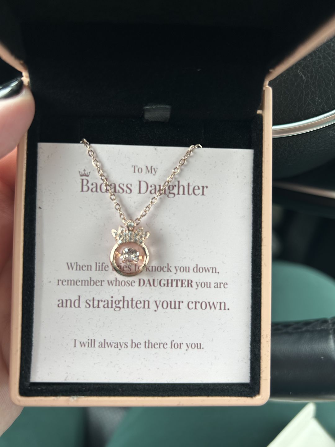 Customer photo review of Daughter | Straighten Your Crown Necklace