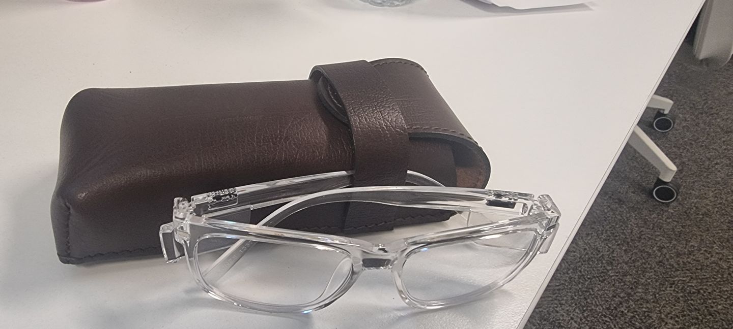 Customer photo review of Kenneth Clear Frame / Clear Lens Safety Glasses
