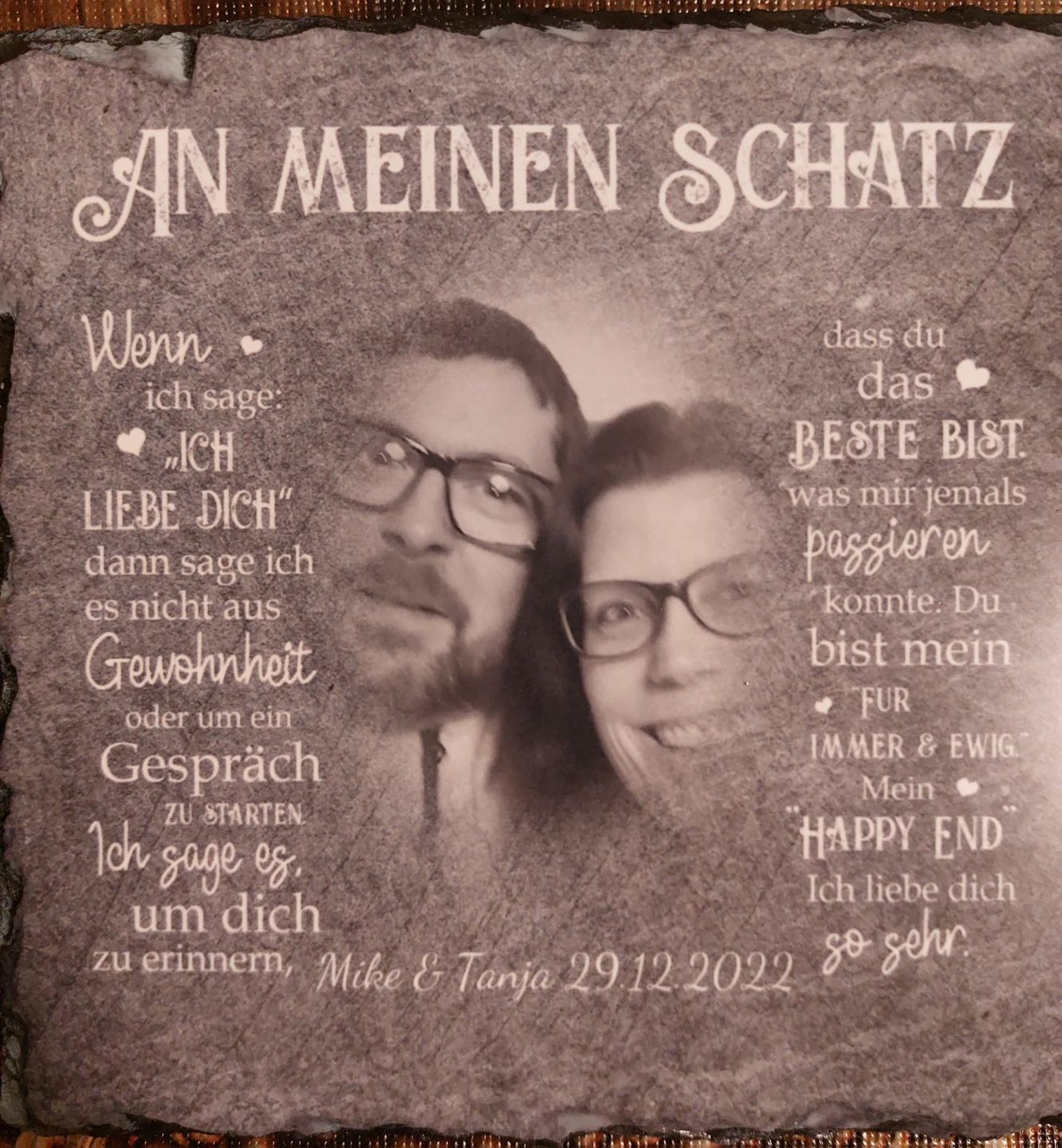Customer photo review of An meinen Schatz - Paar-Schieferplatte