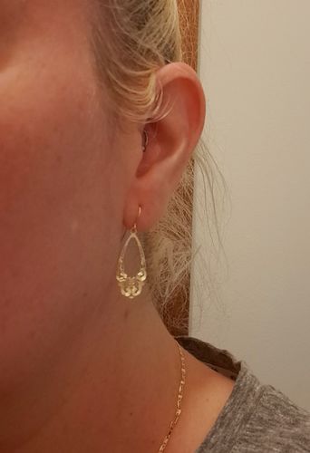 Customer photo review of Fancy Filigree Drop Earrings in 9ct Yellow Gold