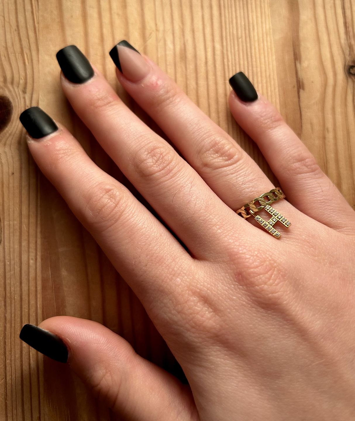 Customer photo review of Letter Ring | 18K vergoldet