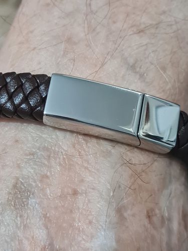 Customer photo review of Men's Personalised Message Bracelet