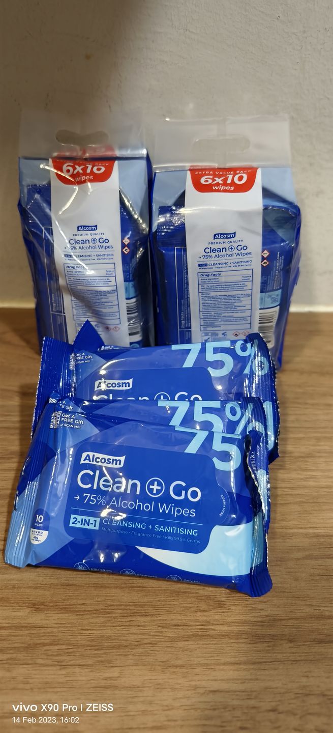 Customer photo review of Alcosm™ 75% Classic Alcohol Wipes - 10 Wipes ( 10s' x 6 Packs )
