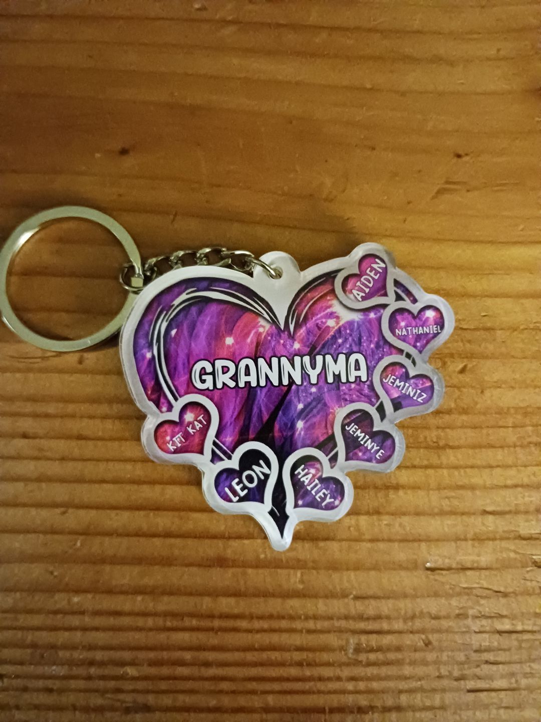 Customer photo review of Grandma- Mom Heart Kids, Multi Colors Personalized Acrylic Keychain