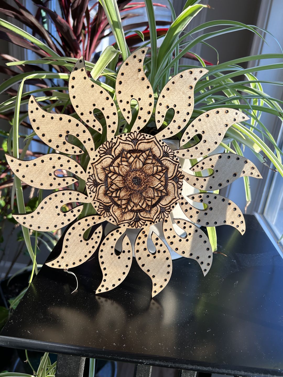 Customer photo review of Unfinished Wood Folk Sun Silhouette Shape - Craft - up to 36"