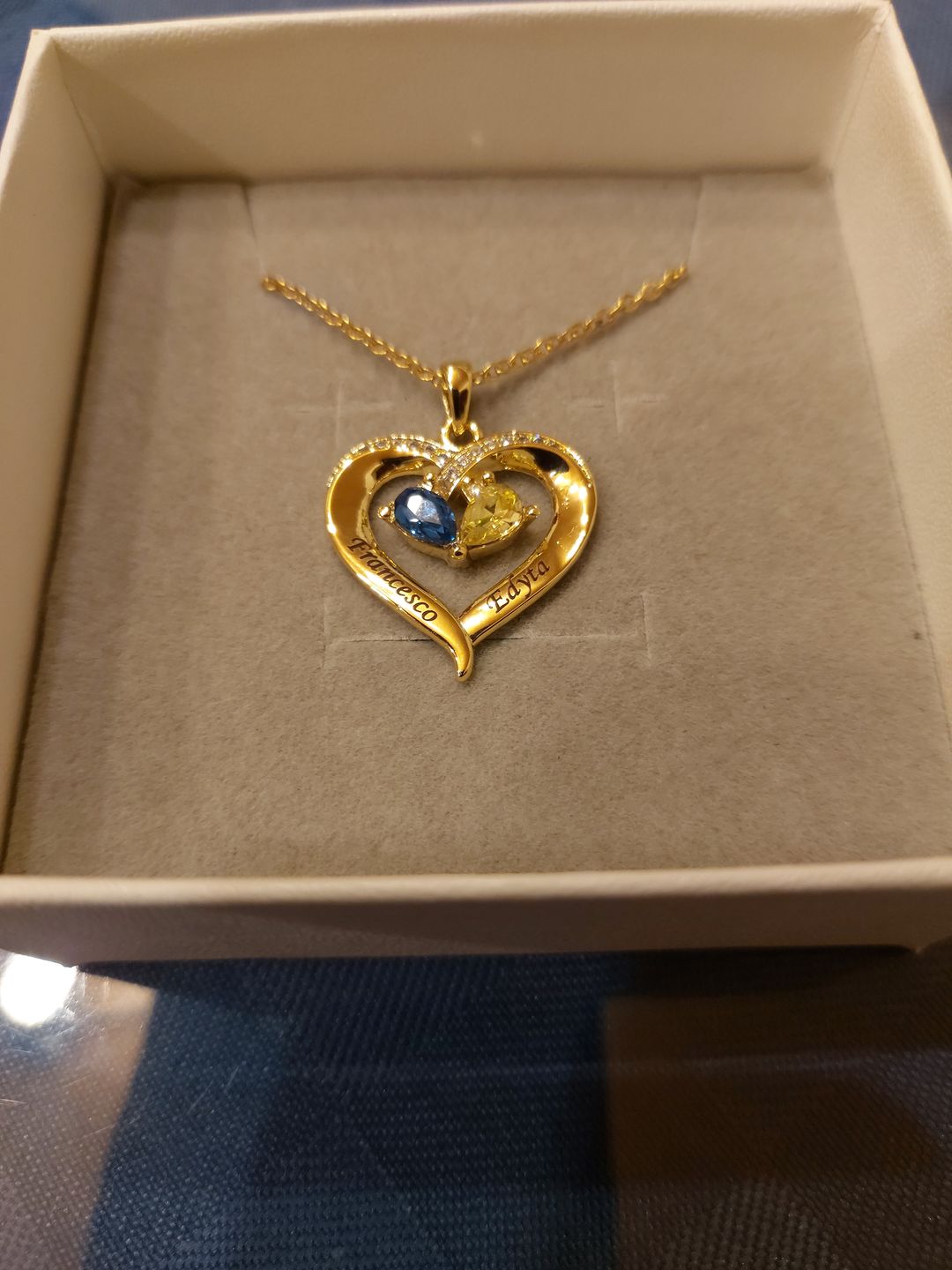 Customer photo review of Valentine's Day Gift Forever Love Birthstone & Diamond Heart Pendant Necklace
