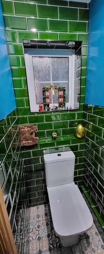 Customer photo review of Cut Sample: Metro Victorian Green Gloss Rectangle Ceramic Tiles
