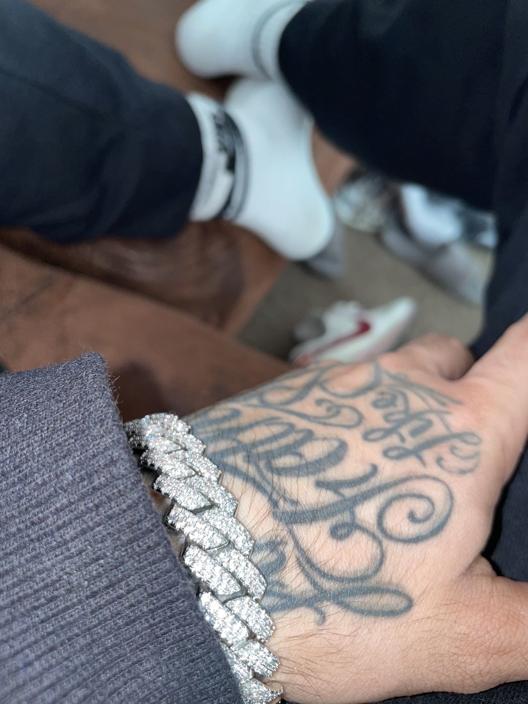 Customer photo review of 14MM DIAMOND PRONG LINK BRACELET - WHITE GOLD