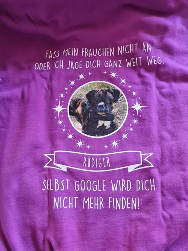 Customer photo review of Fass mein Frauchen / Herrchen nicht an - Google findet dich nicht - Individueller Hoodie Unisex Rückendruck