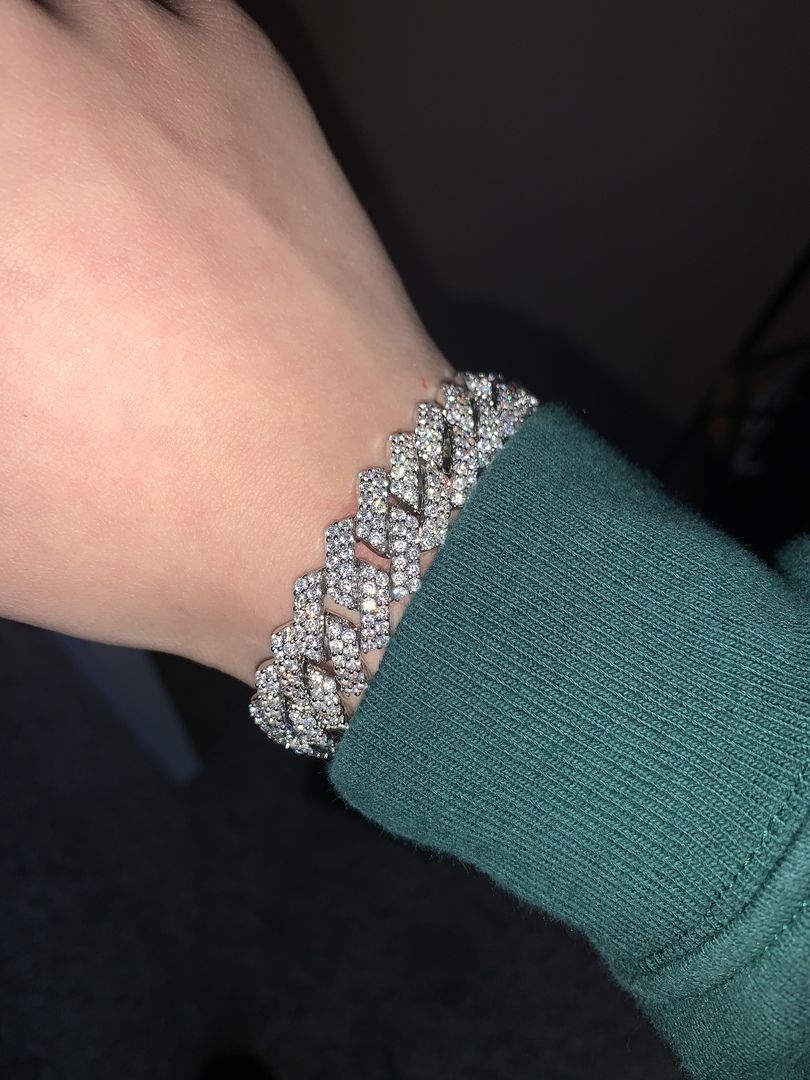 Customer photo review of 14MM DIAMOND PRONG LINK BRACELET - WHITE GOLD
