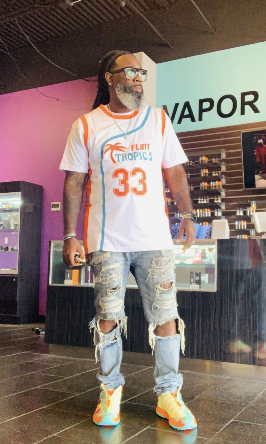Customer photo review of Jackie Moon Flint Tropics Semi-Pro Basketball Jersey