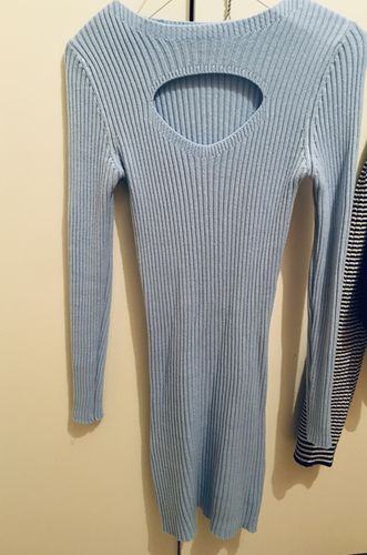 Customer photo review of Abito lungo in calda viscosa a costine apertura sul seno