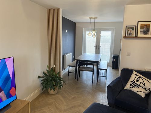 Customer photo review of SlatWall Acoustic Natural Oak