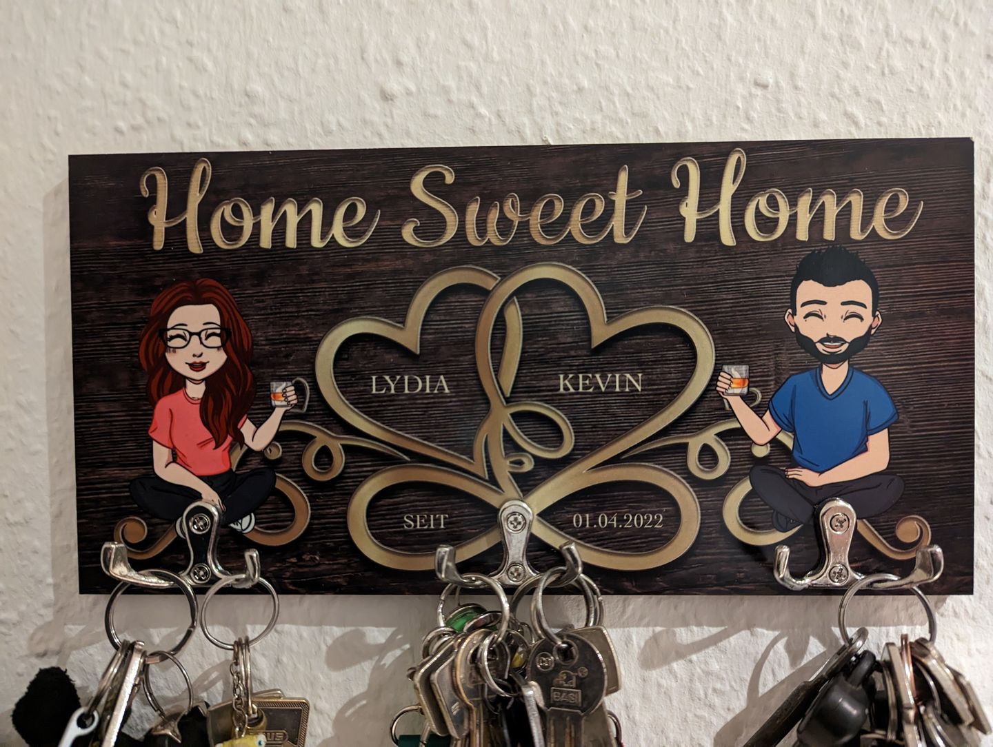 Customer photo review of Home sweet home - Paar-Schlüsselbrett