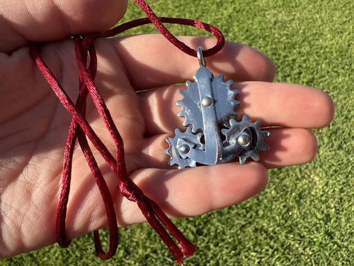 Customer photo review of Cog Unisex Necklace with stainless steel heavy metal chain.  55 grams