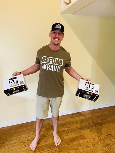 Customer photo review of Defund Ukraine Men's Apparel