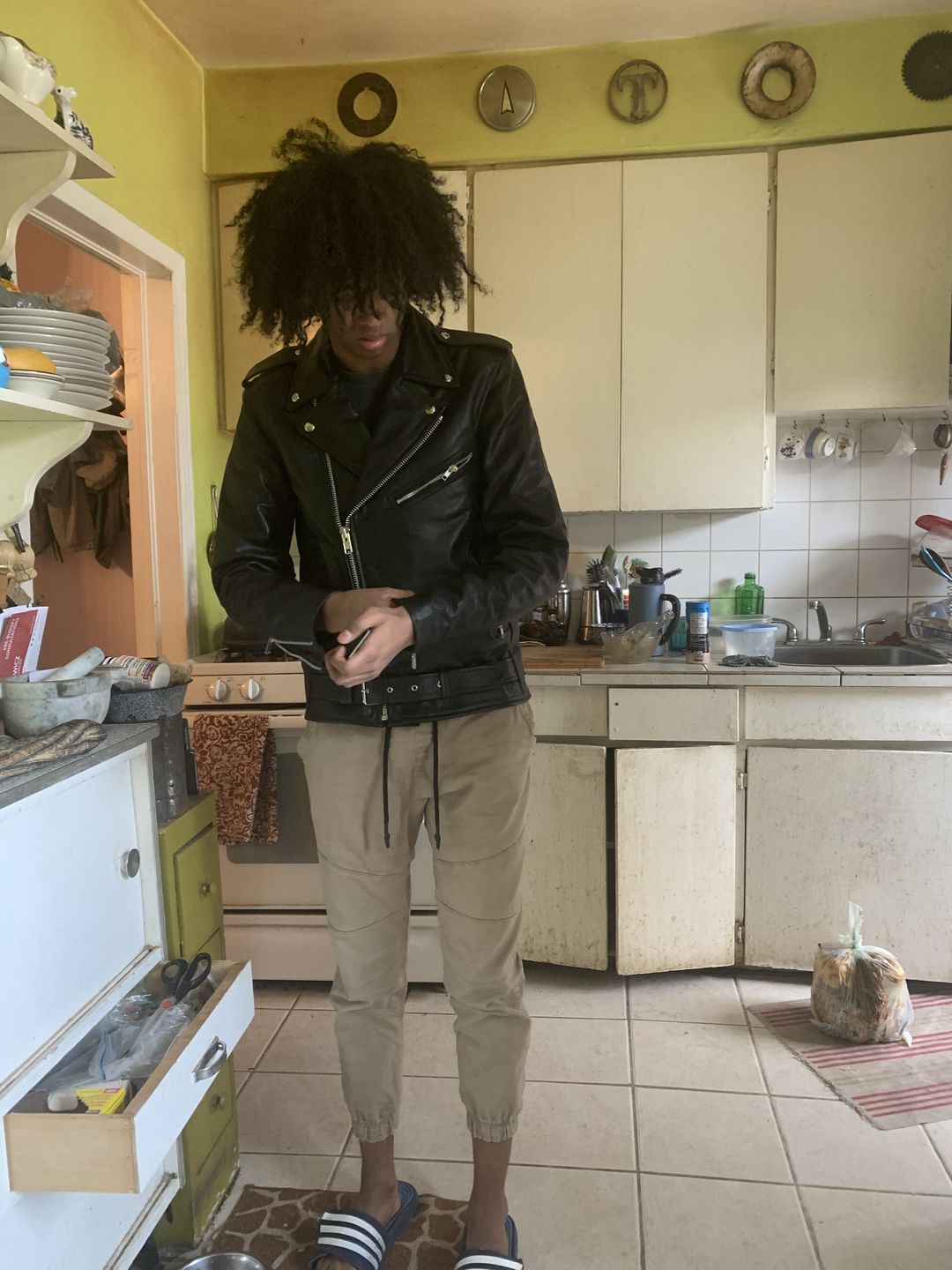 Customer photo review of "Perfect" Biker Style Classic Black Premium Heavy Leather Jacket