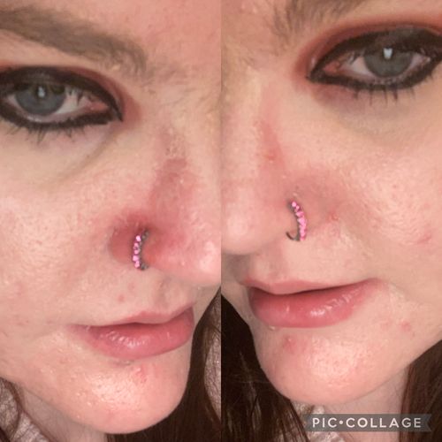 Customer photo review of Seven Gem Lined Steel Bendable Hoop